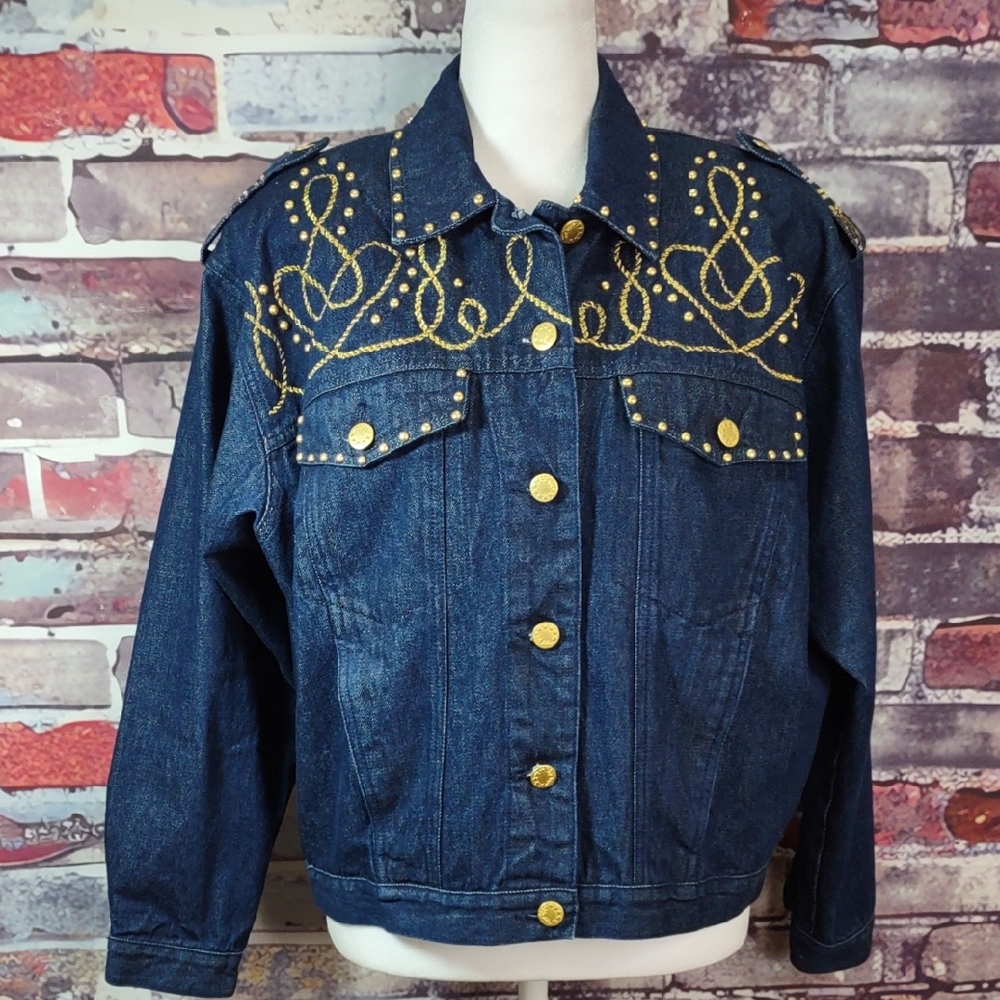 Carole Little Sports Petite Embellished Denim Jacket
